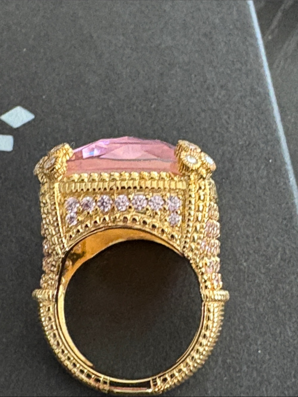 Judith Ripka pink doublet ring. Size 6 - Picture 4 of 5